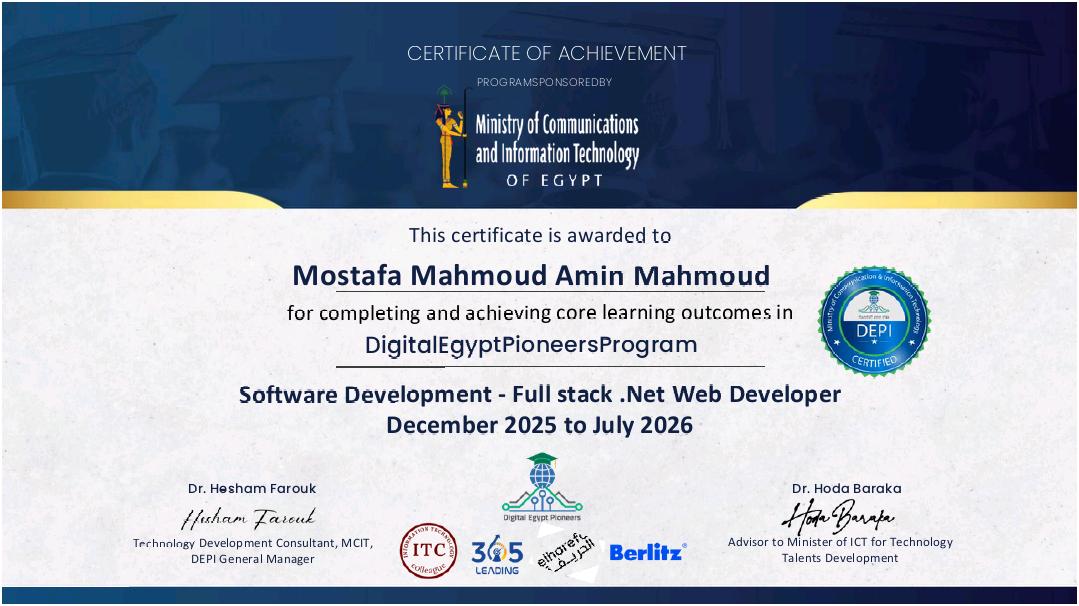 Full Stack .NET Web Developer (DEPI)